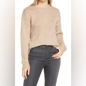 Cotton Emporium Women's Long Sleeve Crewneck Sweater in Beige XS